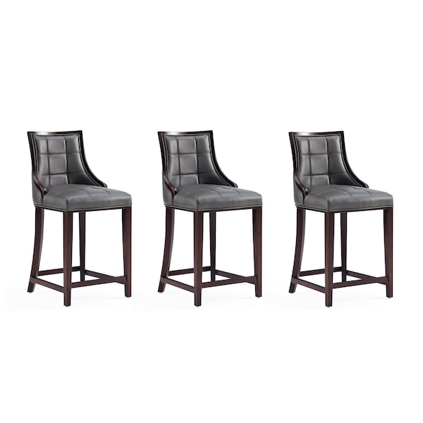 Manhattan Comfort Fifth Avenue Faux Leather Counter Stool in Pebble Grey- Set of 3 3-CS012-PE - main